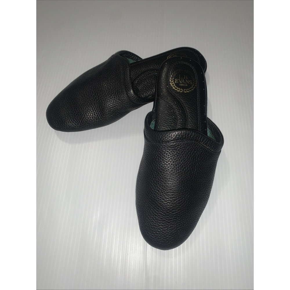 L.B. Evans Aristocrat Scuff Slippers Shoes Mens Size 8M Black Leather Mule House
